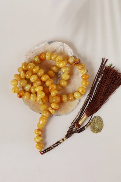 Raw Aged Honey Donut Shape Baltic Amber Rosary – 66 Beads + 3 Spares