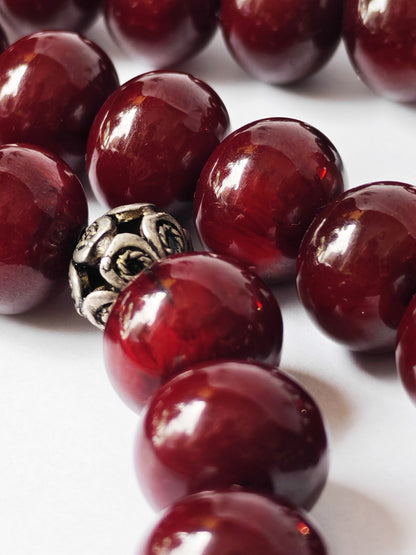 Antique Cherry Amber Faturan Misbah | 87 Beads | Damascus Material Turkish Craft
