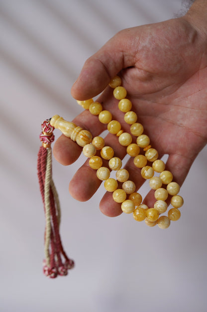 Butterscotch Marble Amber Rosary 45 beads with Certificate