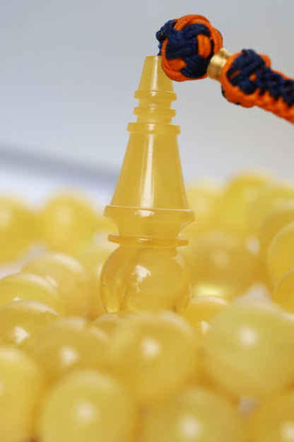 Cloudy Smoky Butterscotch Amber Rosary – 54 Beads | Collector’s Statement Piece