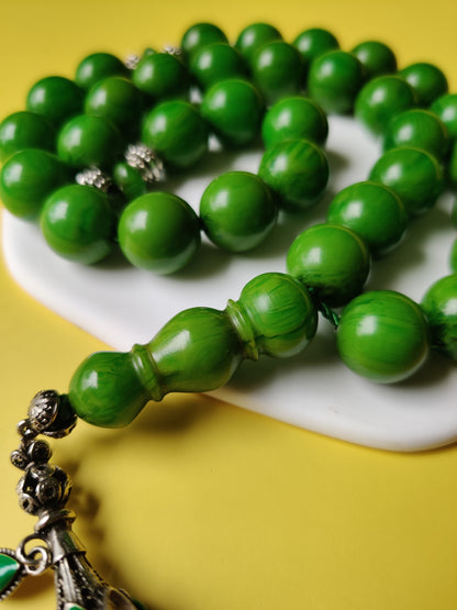 Green American Bakelite Rosary 33 Beads