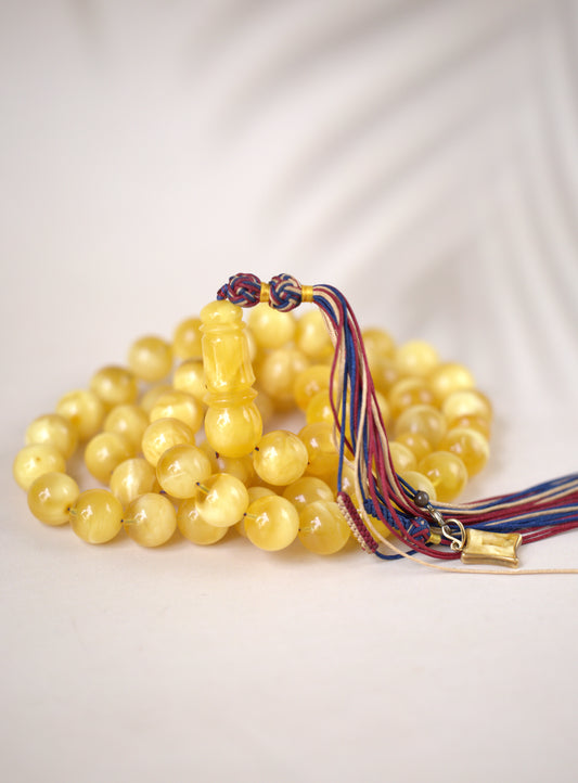 Highly Collectible Extra Long Natural Amber Misbaha 61 Beads from Private Collector from Poland + Certificate