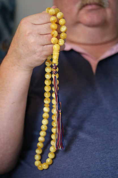 Highly Collectible Extra Long Natural Amber Misbaha 61 Beads from Private Collector from Poland + Certificate