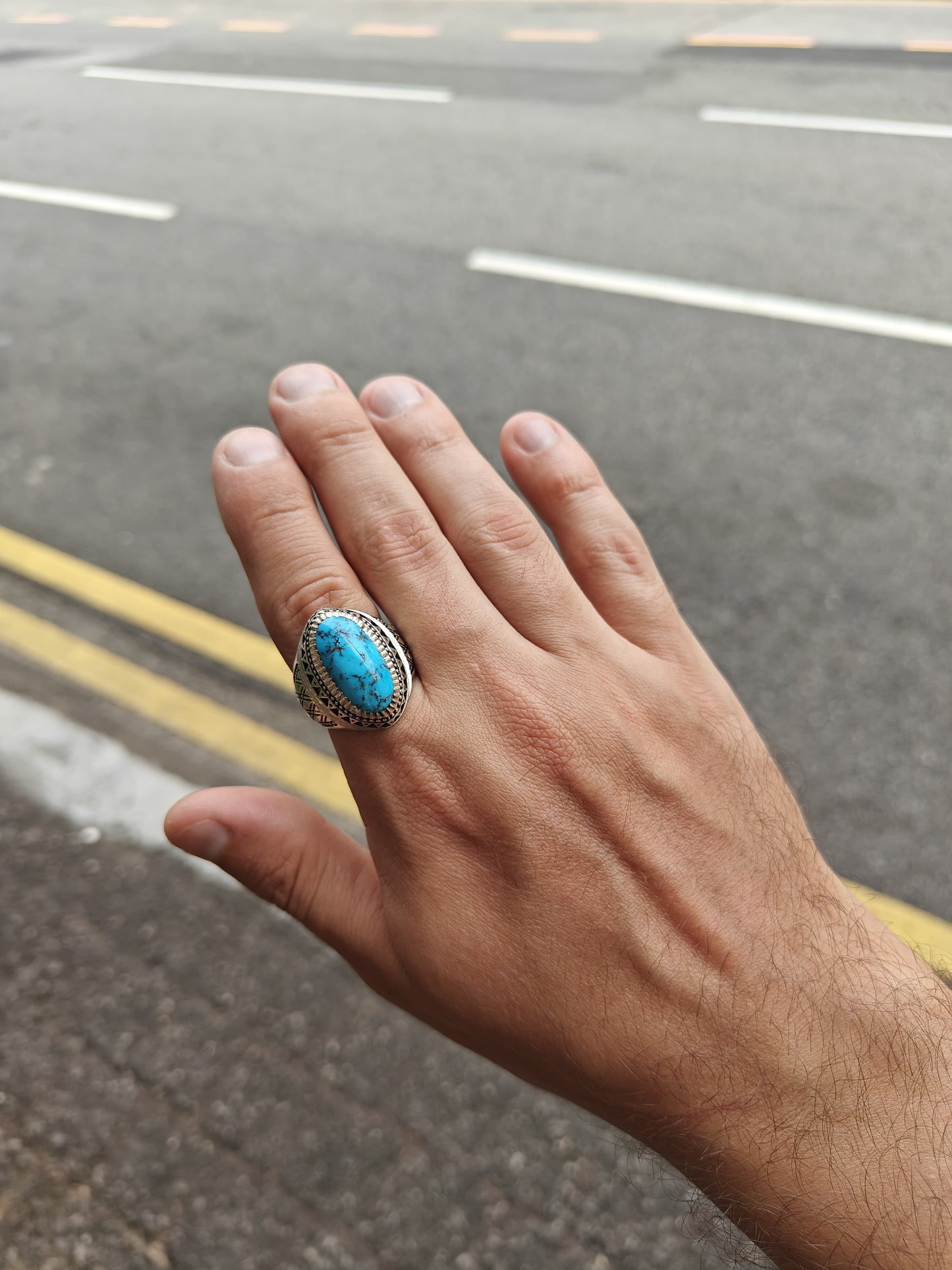 Unique Natural Persian Turquoise Rings from Neyshabur in Silver 925