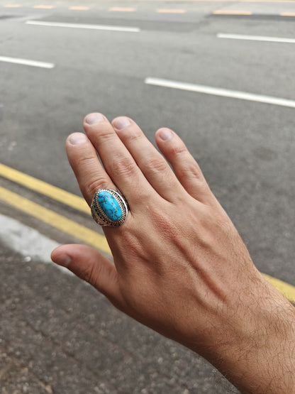 Unique Natural Persian Turquoise Rings from Neyshabur in Silver 925