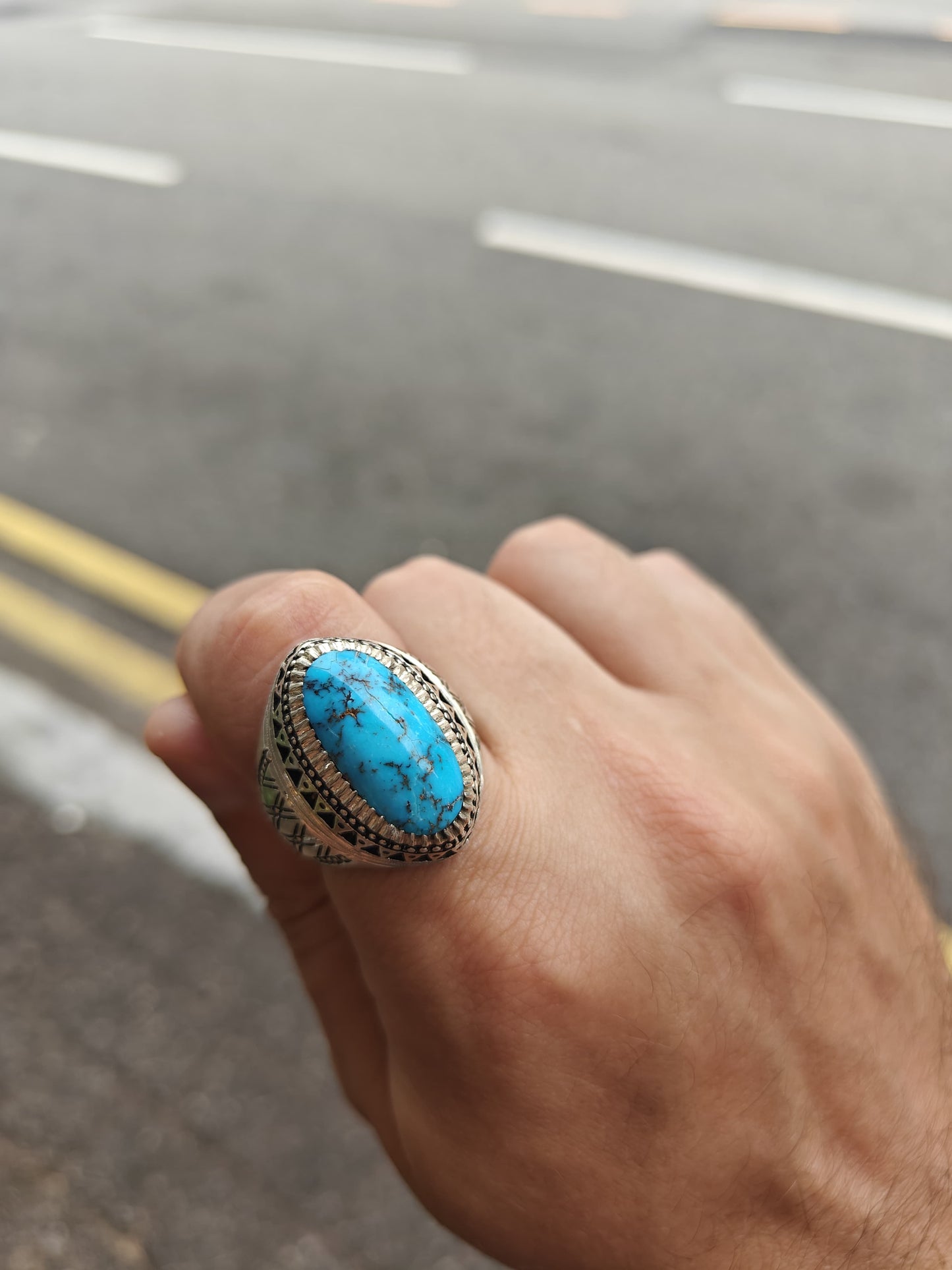 Unique Natural Persian Turquoise Rings from Neyshabur in Silver 925