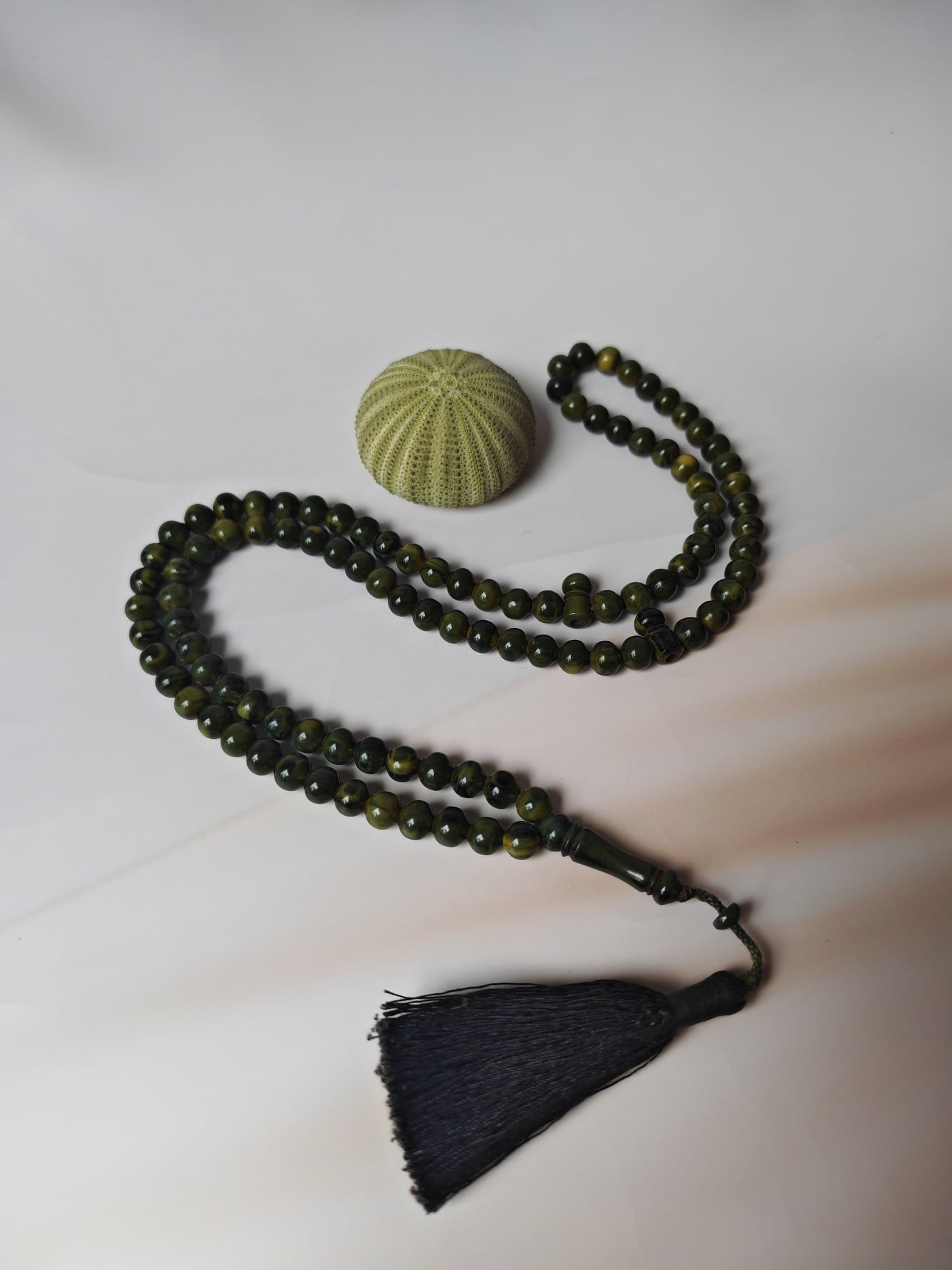 Rare Antique German Bakelite Misbah | 99 Beads, Ottoman Craft in Frog Green