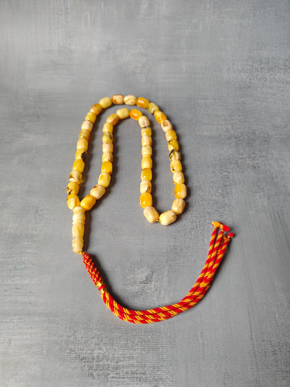 Natural Marble Amber Rosary Barrel Shaped 45 Beads