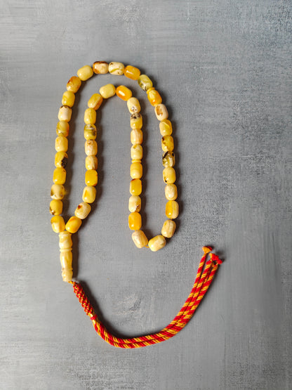 Natural Marble Amber Rosary Barrel Shaped 45 Beads