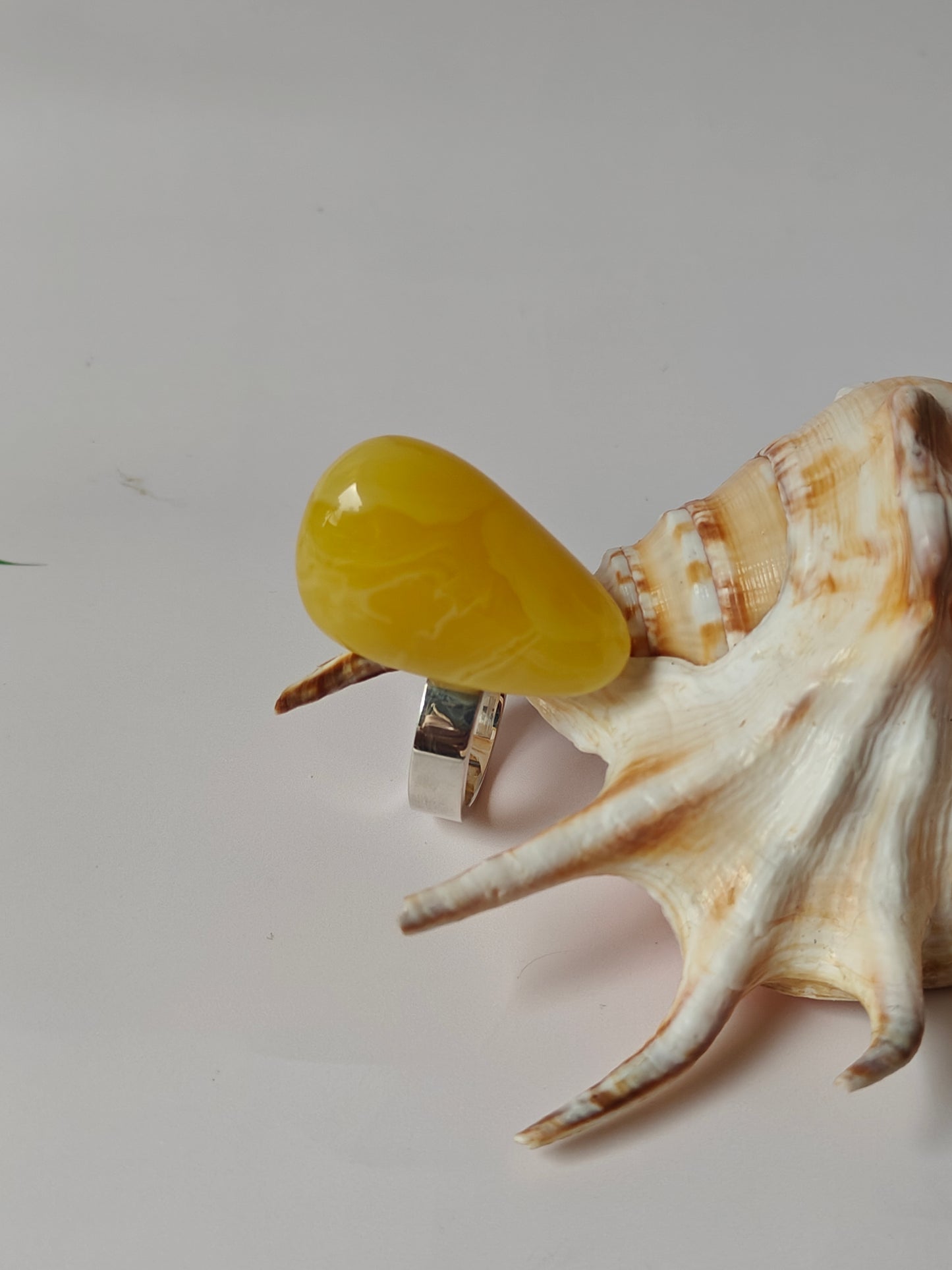 Irregular Butterscotch Amber Ring With Silver