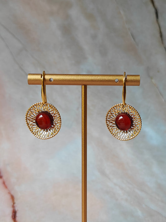 Supertree inspired Earrings with Cherry Amber in Gold Plated Silver