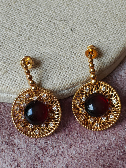 Supertree inspired Set with Cherry Amber and Cubic Zirconias in Gold Plated Silver