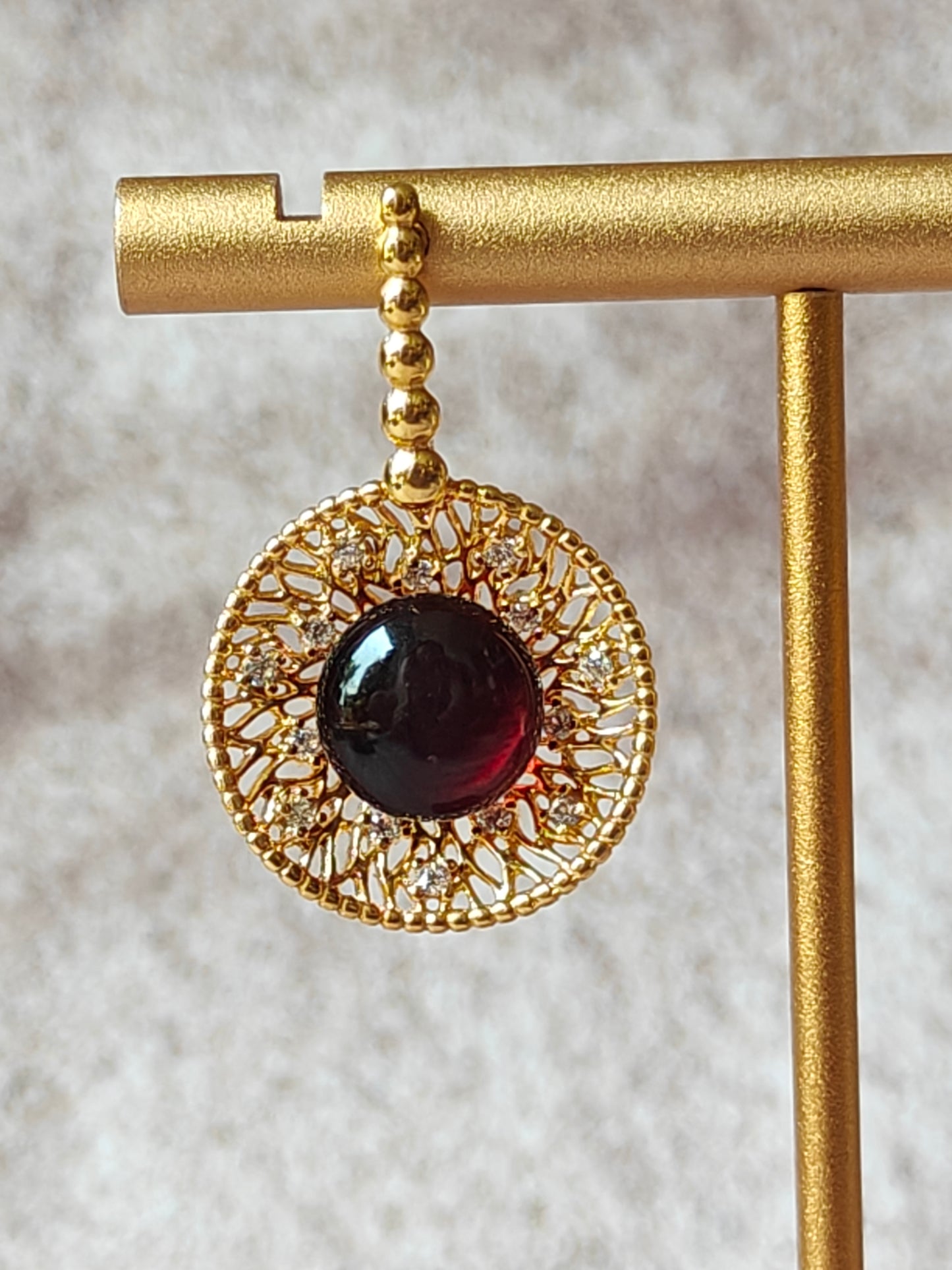 Supertree inspired Earrings with Cherry Amber and Cubic Zirconias in Gold Plated Silver