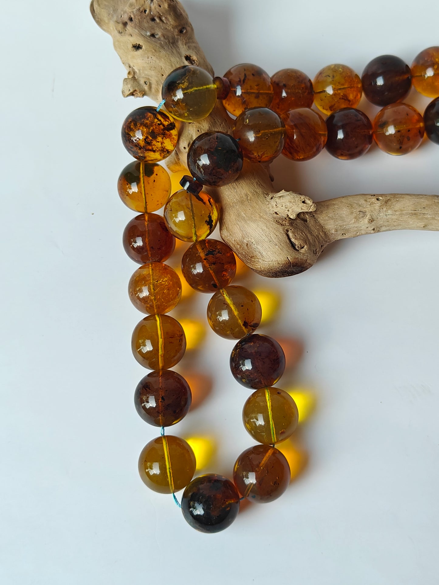 Unique Blue Dominican Amber Misbaha 47 Beads Extremely Rare