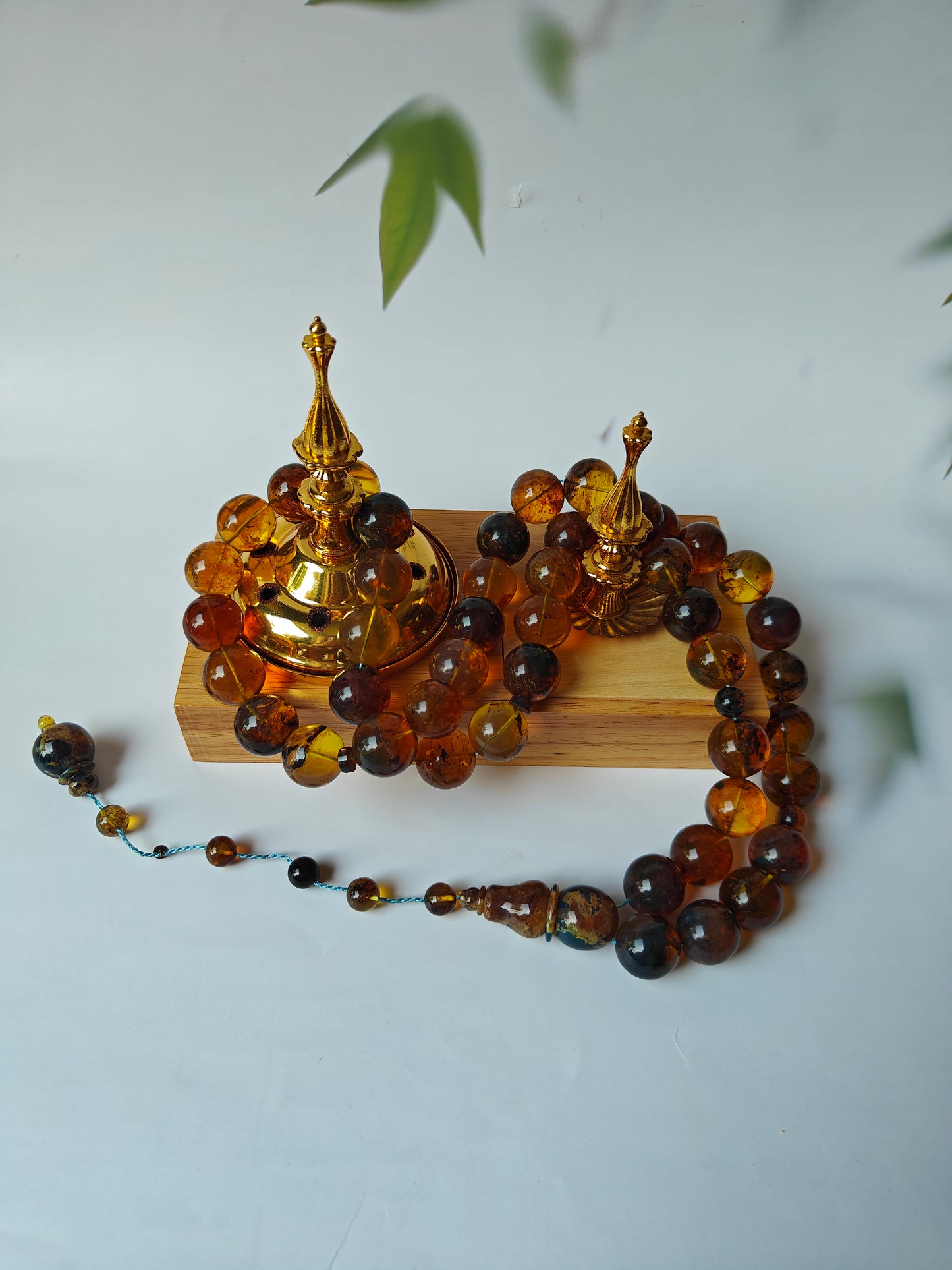 Unique Blue Dominican Amber Misbaha 47 Beads Extremely Rare