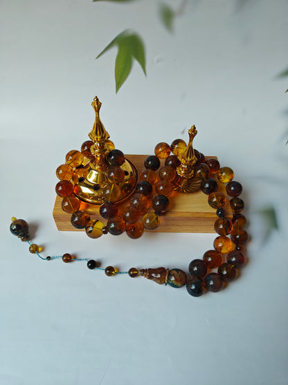 Unique Blue Dominican Amber Misbaha 47 Beads Extremely Rare