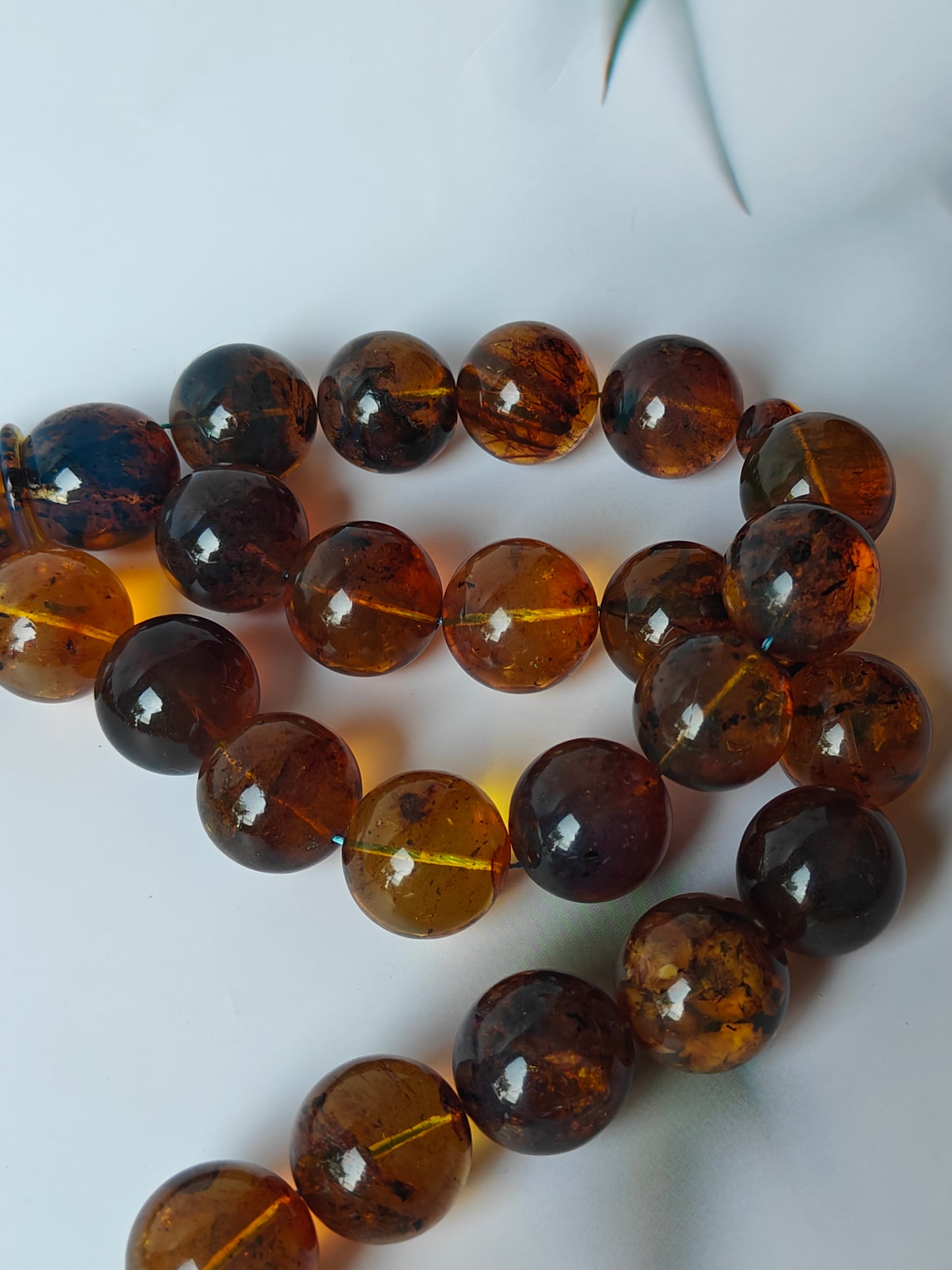 Unique Blue Dominican Amber Misbaha 47 Beads Extremely Rare