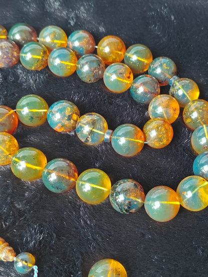 Unique Blue Dominican Amber Misbaha 47 Beads Extremely Rare