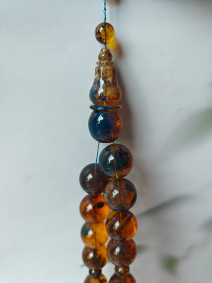 Unique Blue Dominican Amber Misbaha 47 Beads Extremely Rare