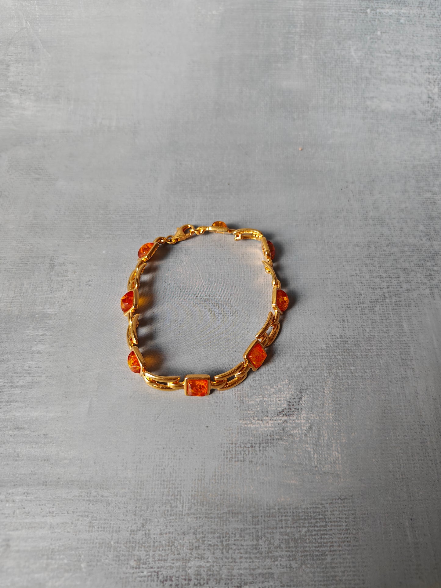 Natural Cognac Amber Bracelet in Gold Plated Silver 925