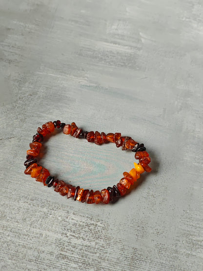 Raw Unpolished Cognac And Cherry Irregular Small Amber Bracelet