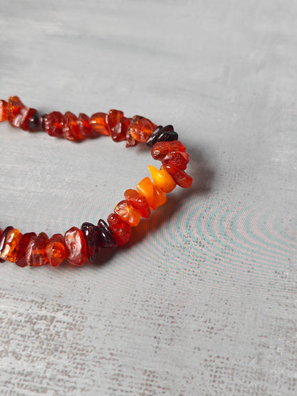 Raw Unpolished Cognac And Cherry Irregular Small Amber Bracelet