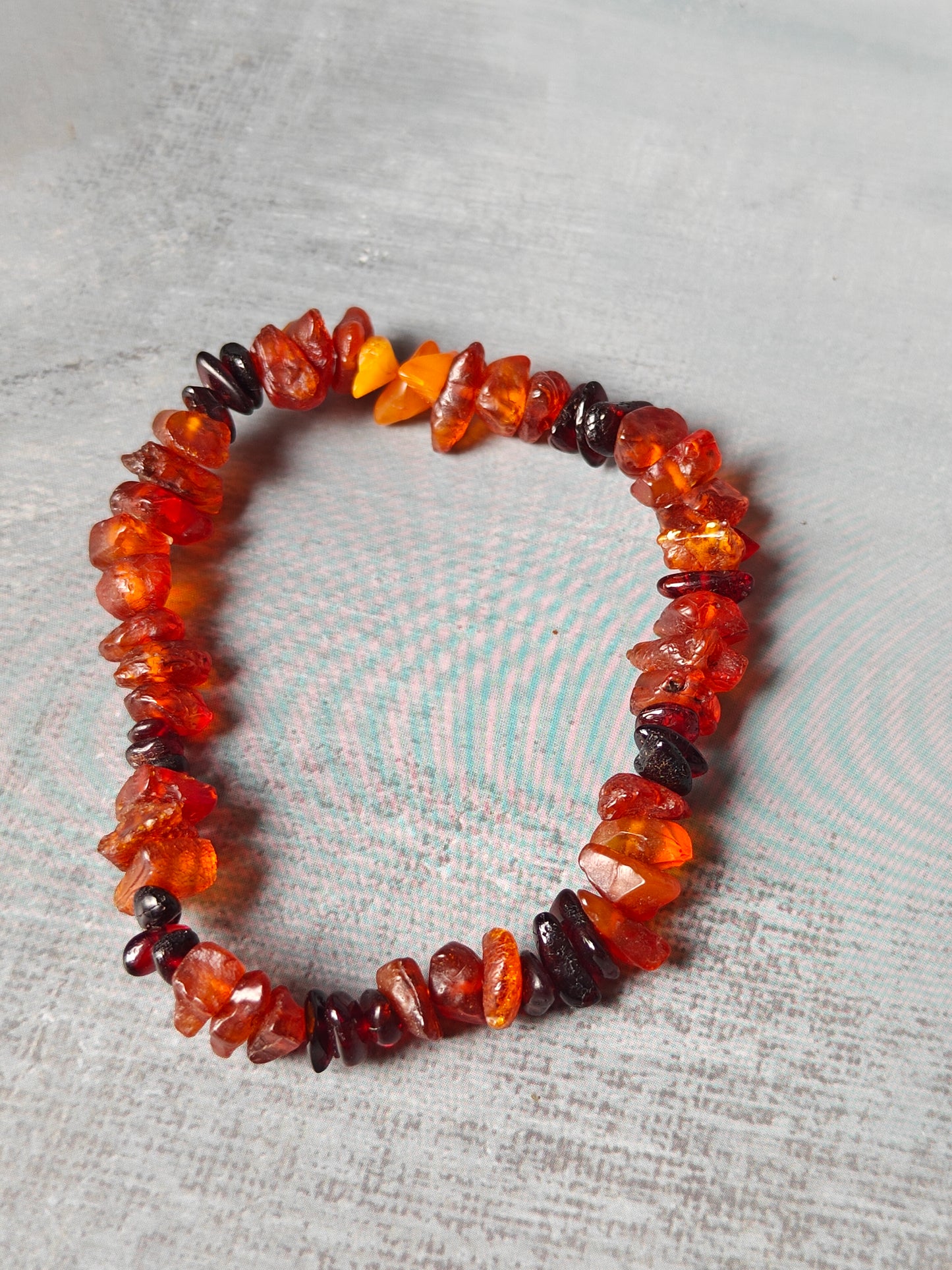 Raw Unpolished Cognac And Cherry Irregular Small Amber Bracelet