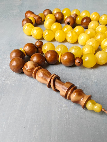 Natural Baltic Amber And Kokka Wood Amber Rosary 47 Beads