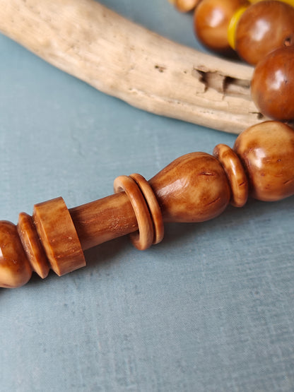 Natural Baltic Amber And Kokka Wood Amber Rosary 47 Beads