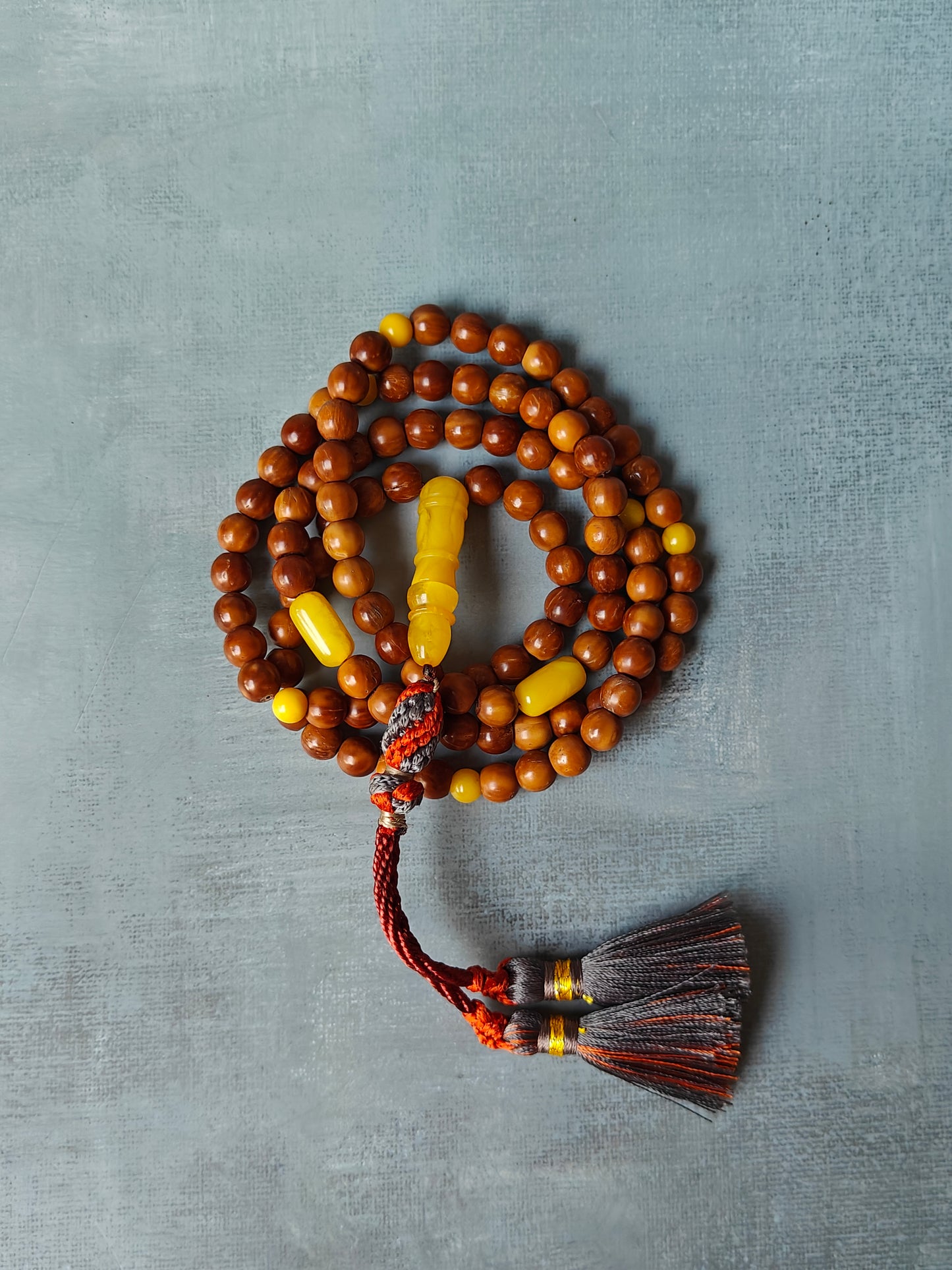 Turkish Kokka Wood Rosary with Butterscotch Amber Imami 99 Beads