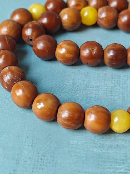 Turkish Kokka Wood Rosary with Butterscotch Amber Imami 99 Beads