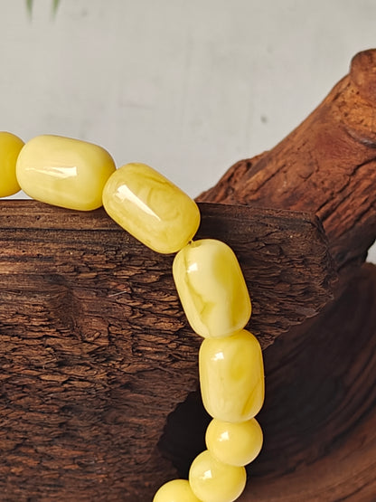 Natural Royal White / Butterscotch Baltic Amber Beaded Bracelet 17 cm