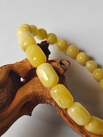 Natural Royal White / Butterscotch Baltic Amber Beaded Bracelet 17 cm