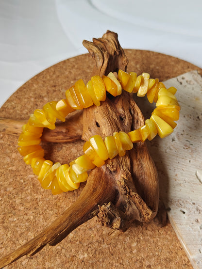 Raw Polished Irregular Butterscotch And Milk Amber Bracelet