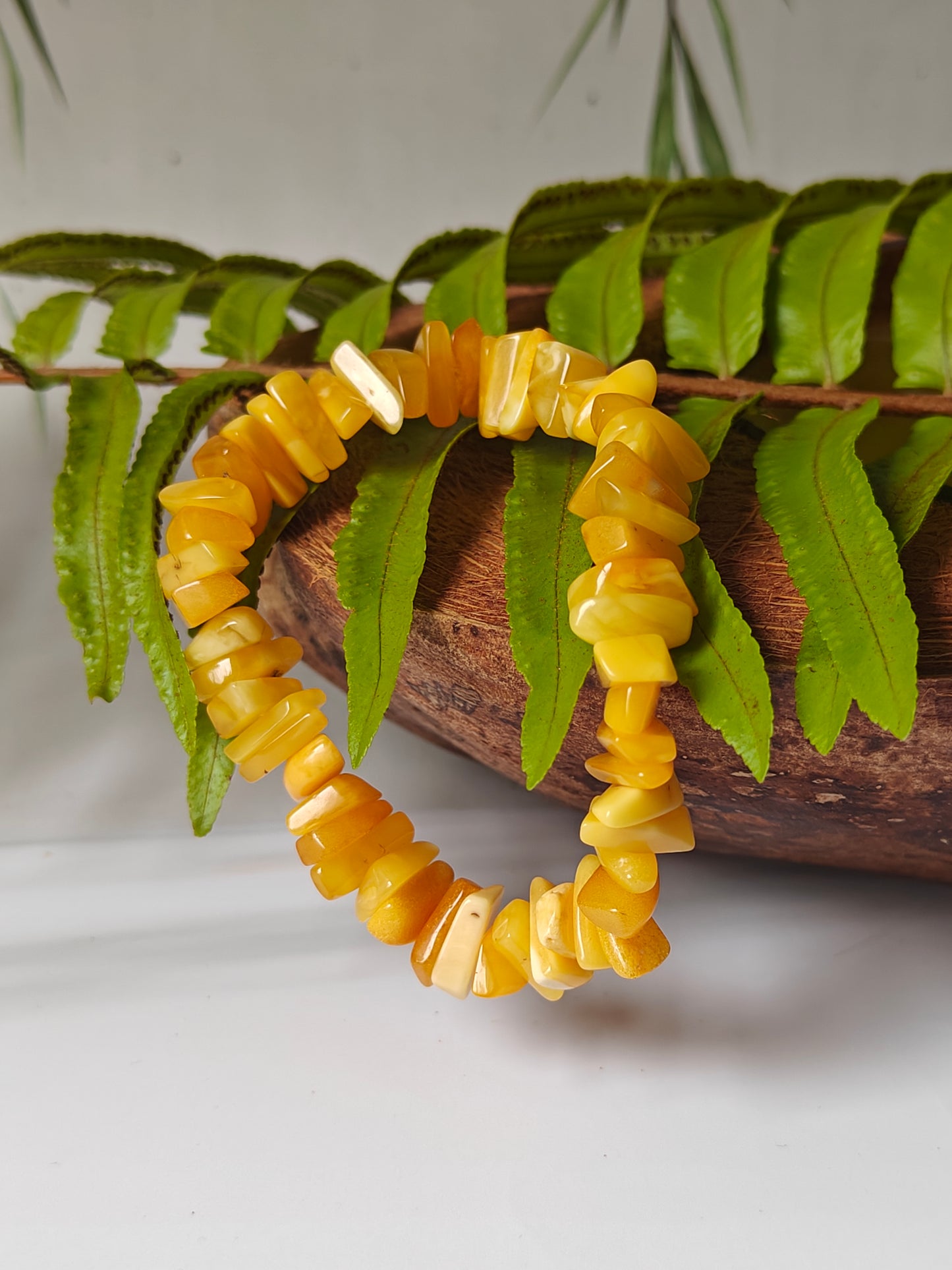 Raw Polished Irregular Butterscotch And Milk Amber Bracelet