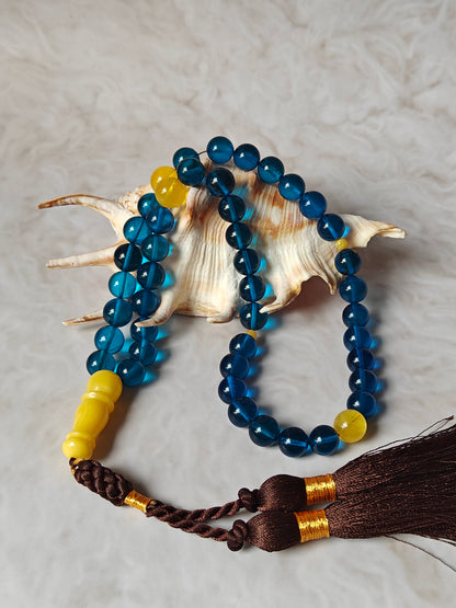 Natural Dark Blue and Butterscotch Amber Rosary 45 Beads