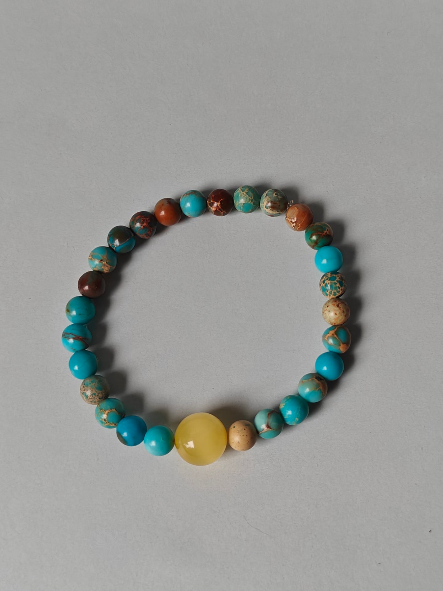 Imperial Jasper and Milk Amber Beaded Bracelet