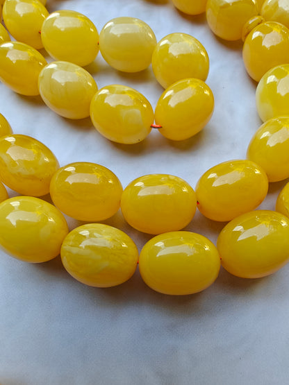 Unique Natural Butterscotch Amber Rosary / Misbaha Olive Shaped 61 Beads