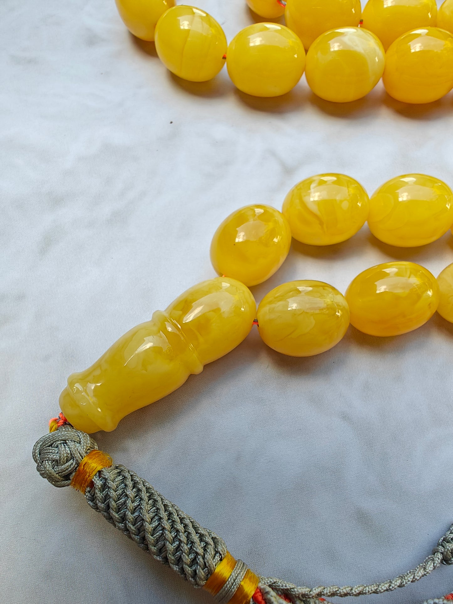 Unique Natural Butterscotch Amber Rosary / Misbaha Olive Shaped 61 Beads