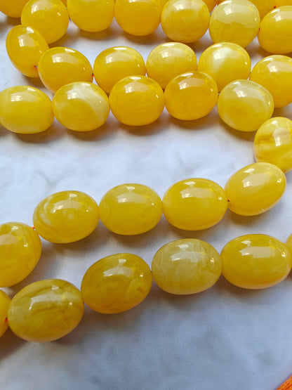 Unique Natural Butterscotch Amber Rosary / Misbaha Olive Shaped 61 Beads