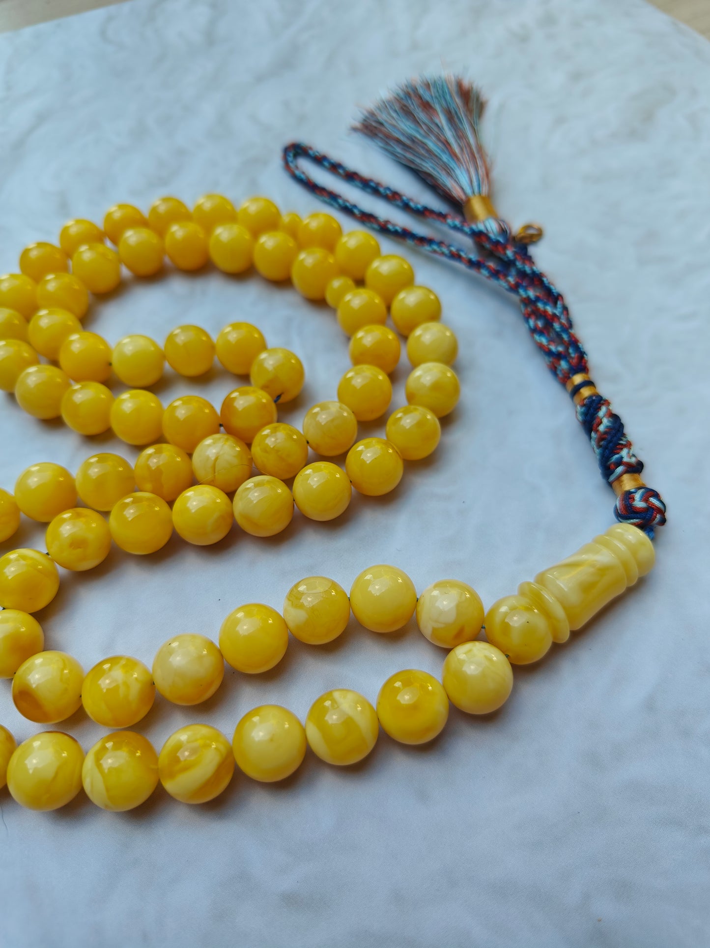 Unique Long Butterscotch Amber Rosary / Misbaha 71 Beads