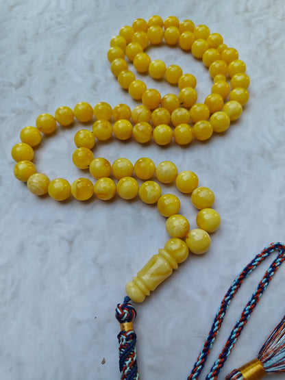 Unique Long Butterscotch Amber Rosary / Misbaha 71 Beads