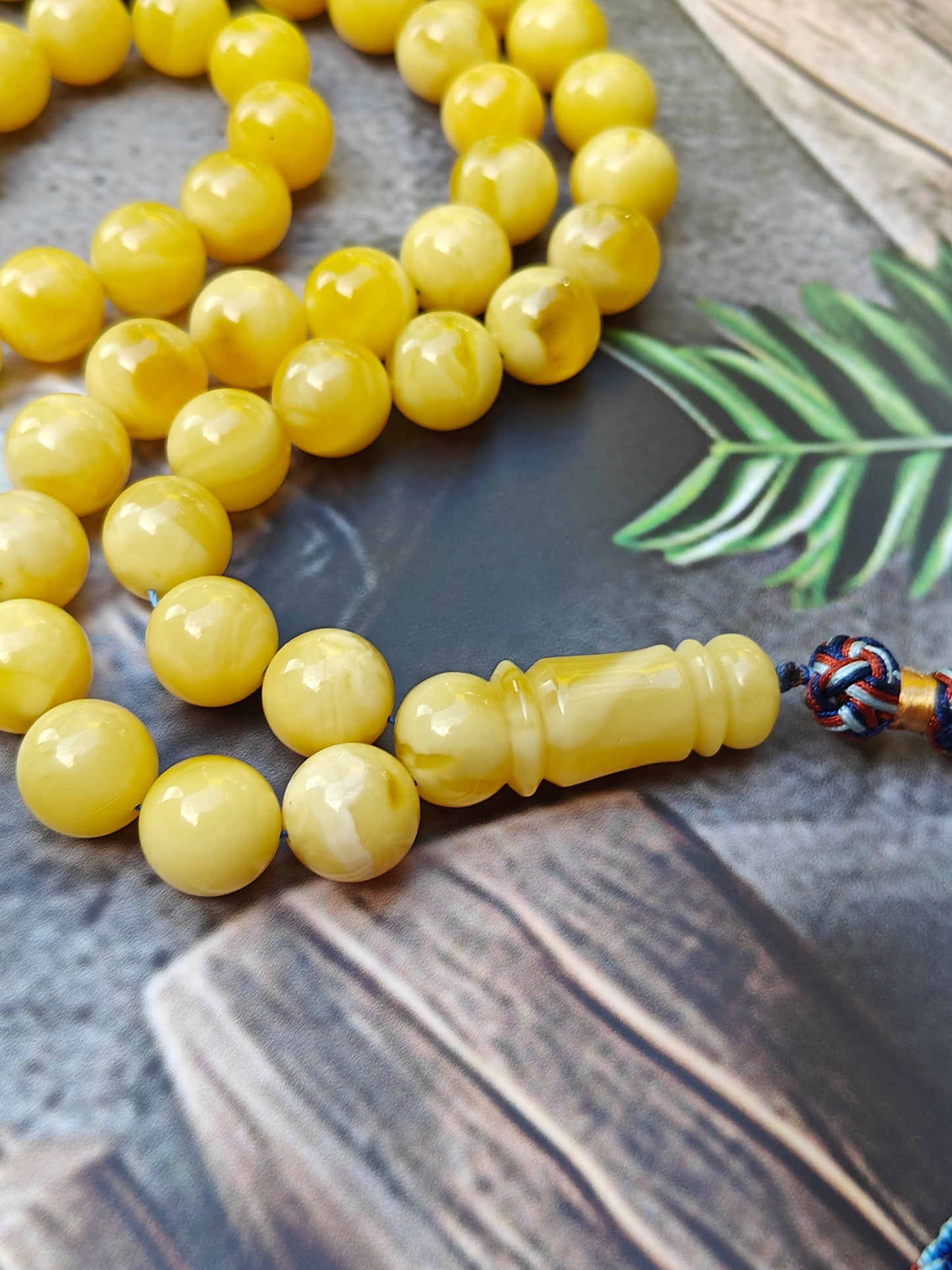 Unique Long Butterscotch Amber Rosary / Misbaha 71 Beads