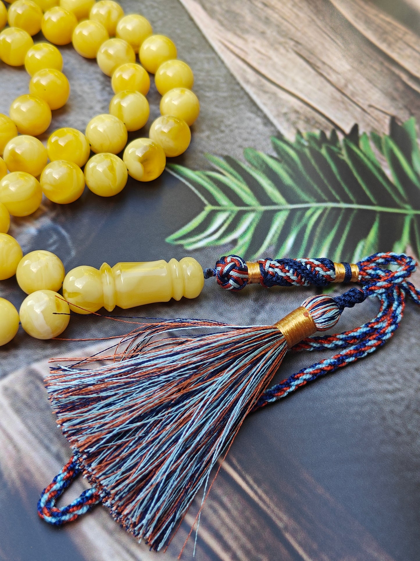 Unique Long Butterscotch Amber Rosary / Misbaha 71 Beads