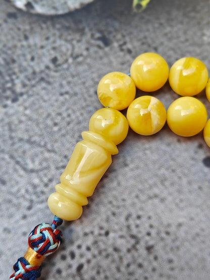 Unique Long Butterscotch Amber Rosary / Misbaha 71 Beads