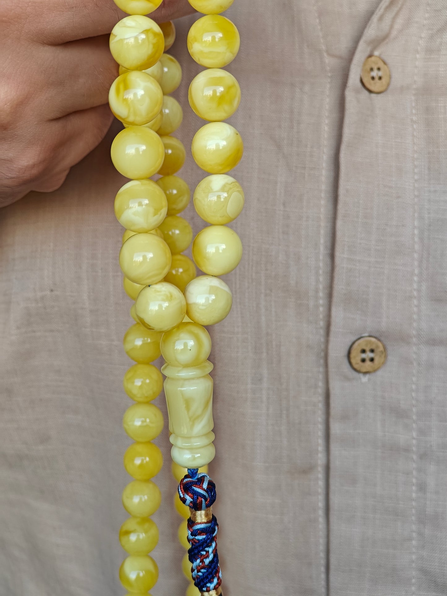 Unique Long Butterscotch Amber Rosary / Misbaha 71 Beads