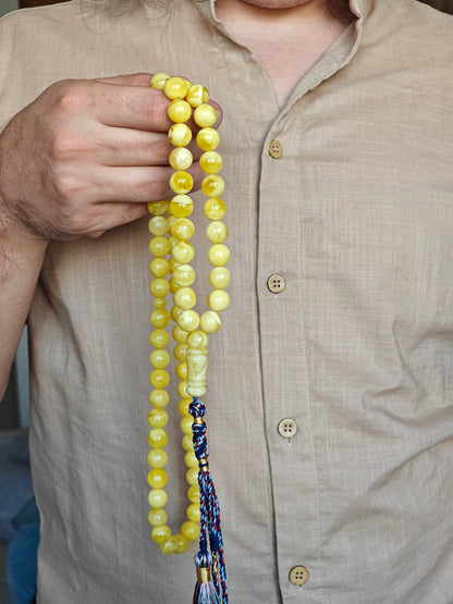 Unique Long Butterscotch Amber Rosary / Misbaha 71 Beads