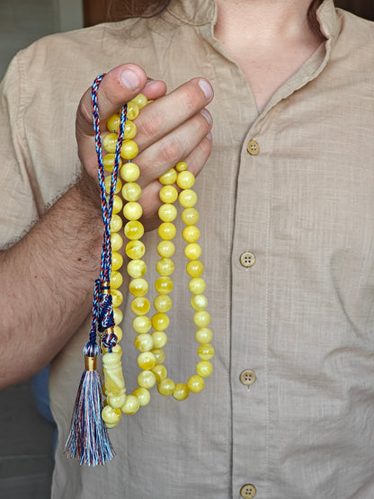 Unique Long Butterscotch Amber Rosary / Misbaha 71 Beads