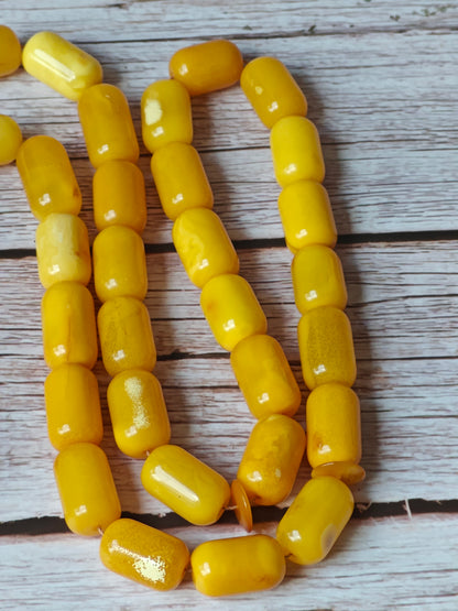 Vintage Natural Aged Barrel Shaped Honey Amber Rosary 41 Beads