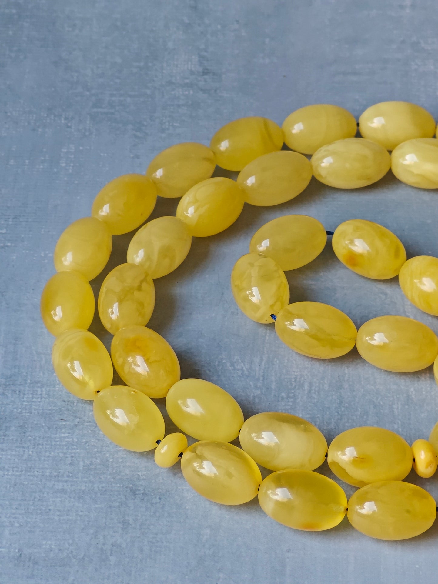 Light Butterscotch / Cloudy Natural Amber Rosary Olive Shaped 45 Beads